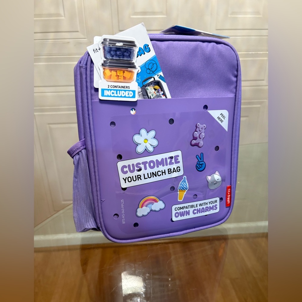 Brand New Fit & Fresh Kids' Purple Baylee Charm Lunch Box School